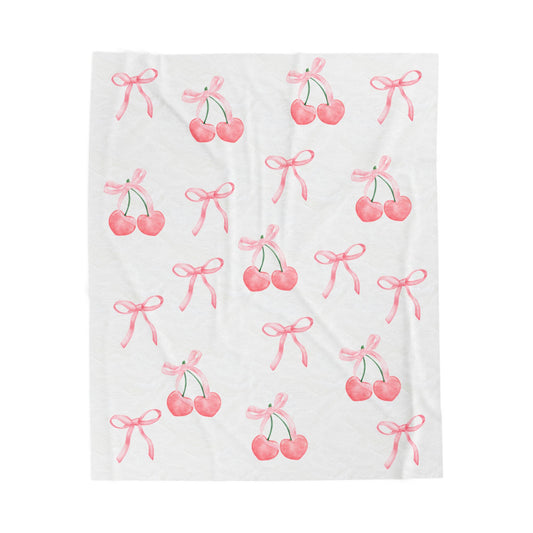 Cozy Cherry Velveteen Plush Blanket - Soft & Stylish for Home Decor
